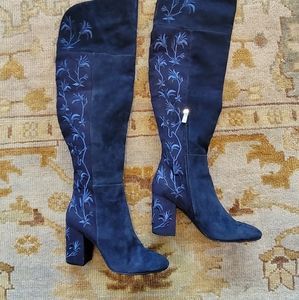 Kenneth Cole Navy Suede Knee High Boots Sz 9